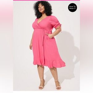 Torrid - Midi Swiss Linen Surplice Dress
